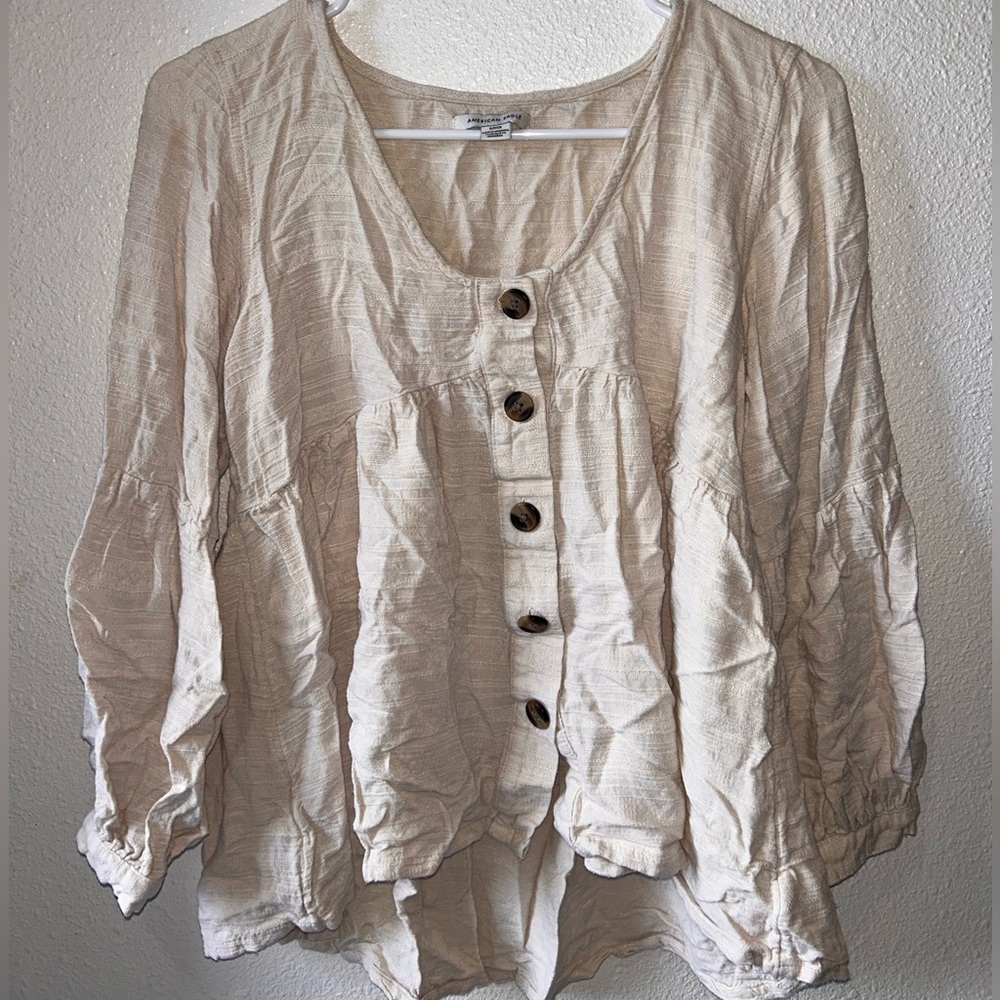 Women's Cream Button-Up Top
